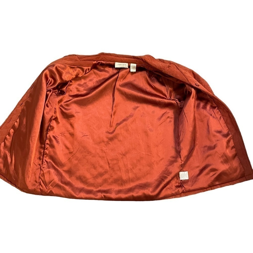 Lemon Grass Rust Orange Quilted Long Sleeve Barn Jacket Button Front. Large Tall - Picture 10 of 12
